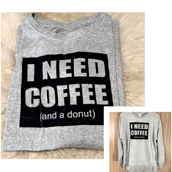 PJ’s Nightshirt Gray ‘I Need Coffee’ X-Long Top - Picture 1 of 2